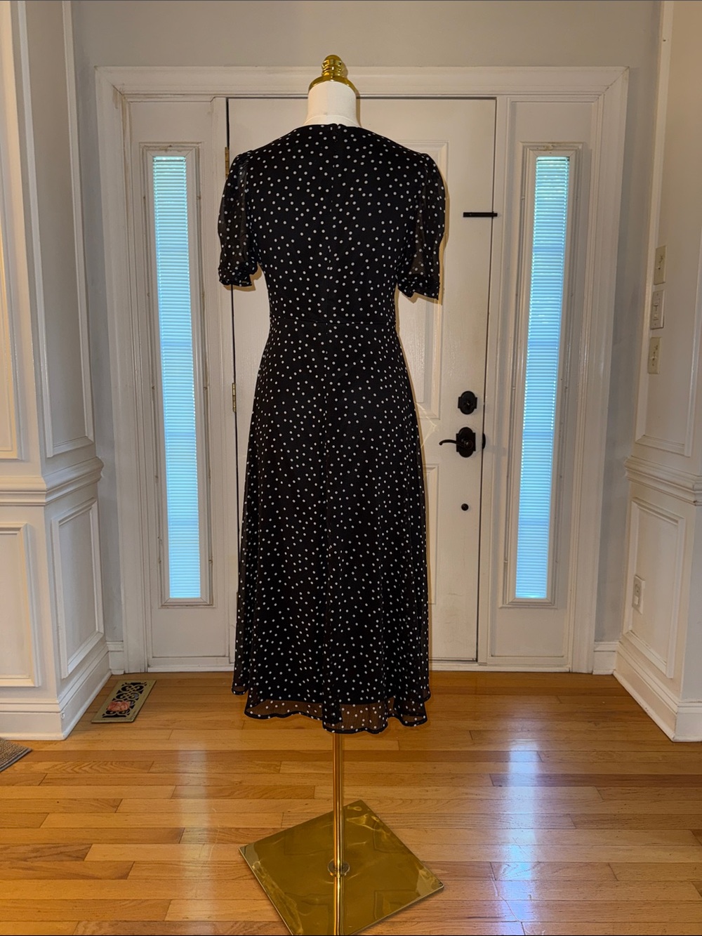 Dkny Black Polka Dot Midi Dress - Picture 7 of 8